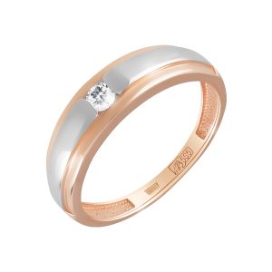 Кольцо из красного золота 585 с бриллиантом, ср. вес 2,51г