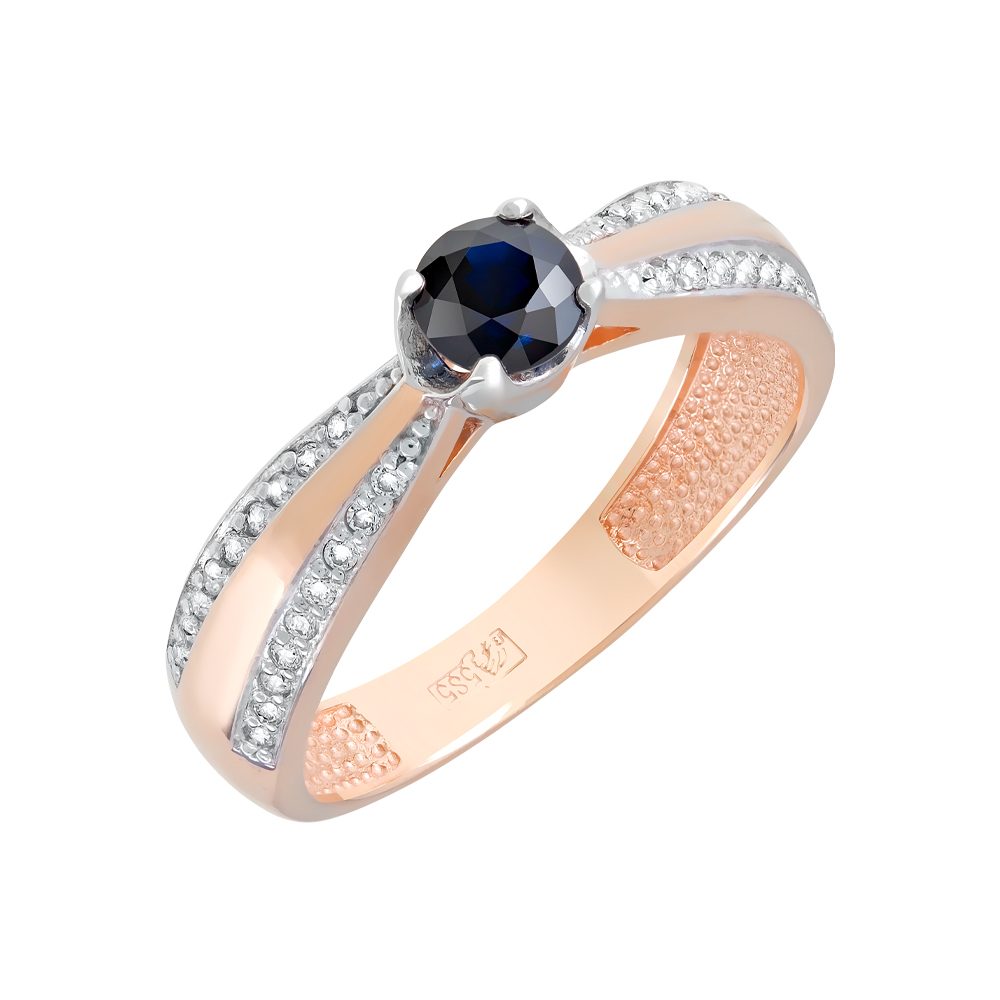 Кольцо из красного золота 585 с сапфиром, ср. вес 2,98г
