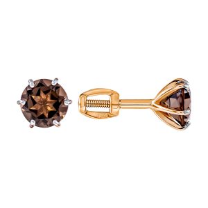 Серьги из красного золота 585 с раухтопазами, ср. вес 0,84г
