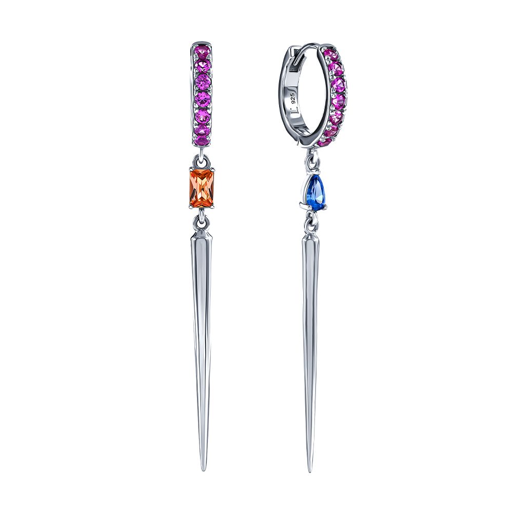 Серьги из серебра 925 с фианитом, ср. вес 5,45г