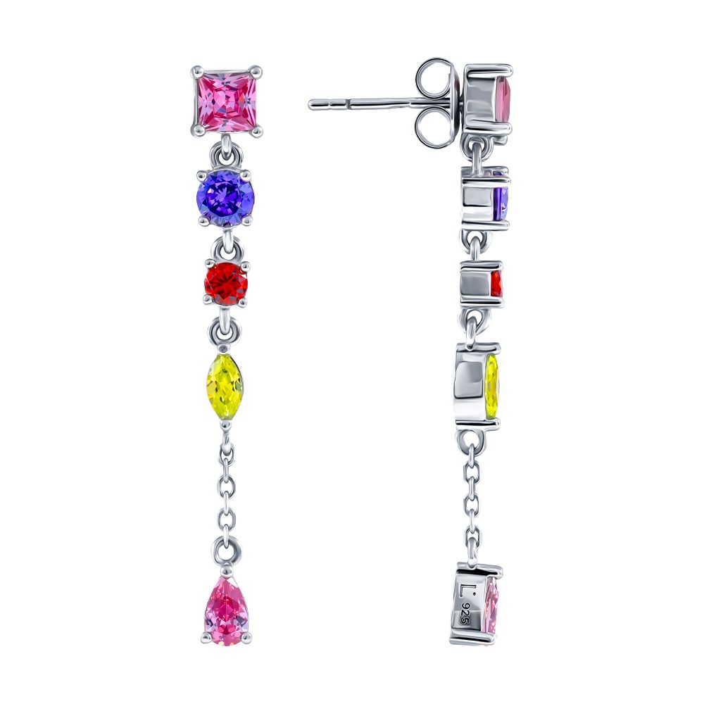 Пусеты из серебра 925 с фианитом, ср. вес 3,81г