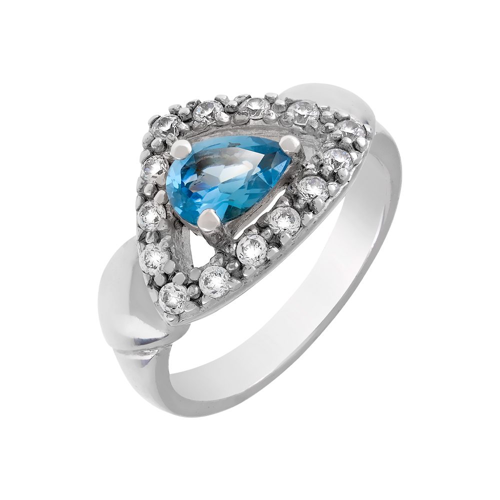 Кольцо из серебра 925 с имитацией топаза, ср. вес 5,35г