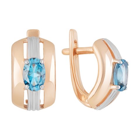 Серьги из красного золота 585 с лондон топазами (облагорож.), ср. вес 3,43г