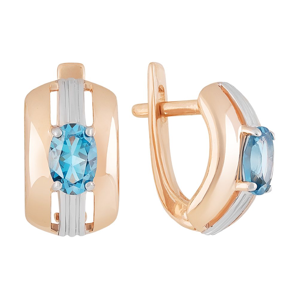 Серьги из красного золота 585 с лондон топазами (облагорож.), ср. вес 3,43г