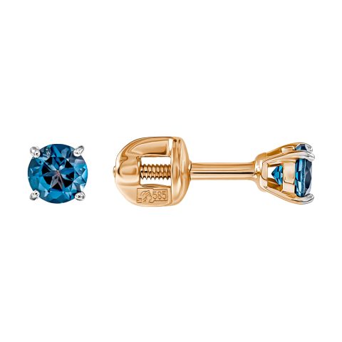Серьги из красного золота 585 с лондон топазами (облагорож.), ср. вес 0,86г