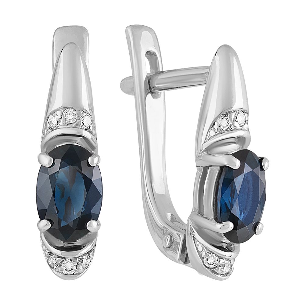 Серьги из белого золота 585 с сапфирами, ср. вес 2,57г