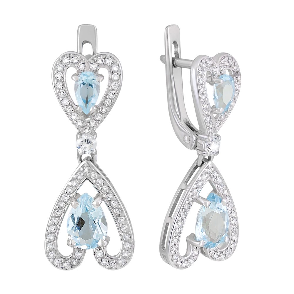 Серьги из серебра 925 с топазами, ср. вес 3,86г