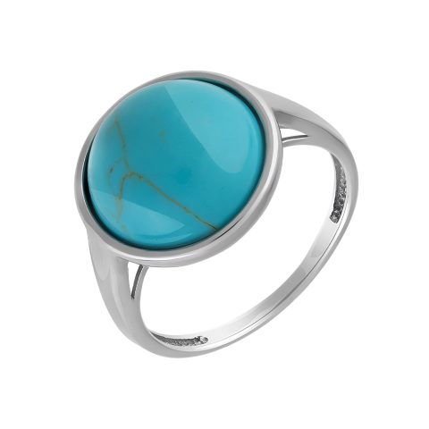 Кольцо из серебра 925 с бирюзой и фианитом, ср. вес 3,37г