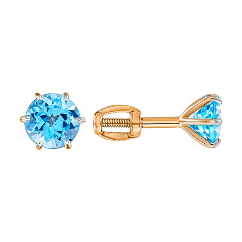 Серьги из красного золота 585 с топазами, ср. вес 0,89г