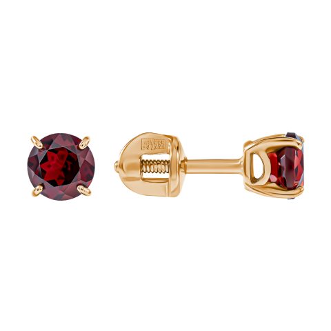 Серьги из красного золота 585 с гранатами, ср. вес 1,12г