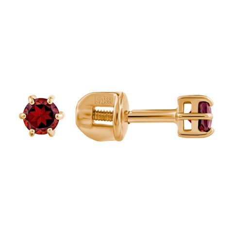Серьги из красного золота 585 с гранатами, ср. вес 0,9г