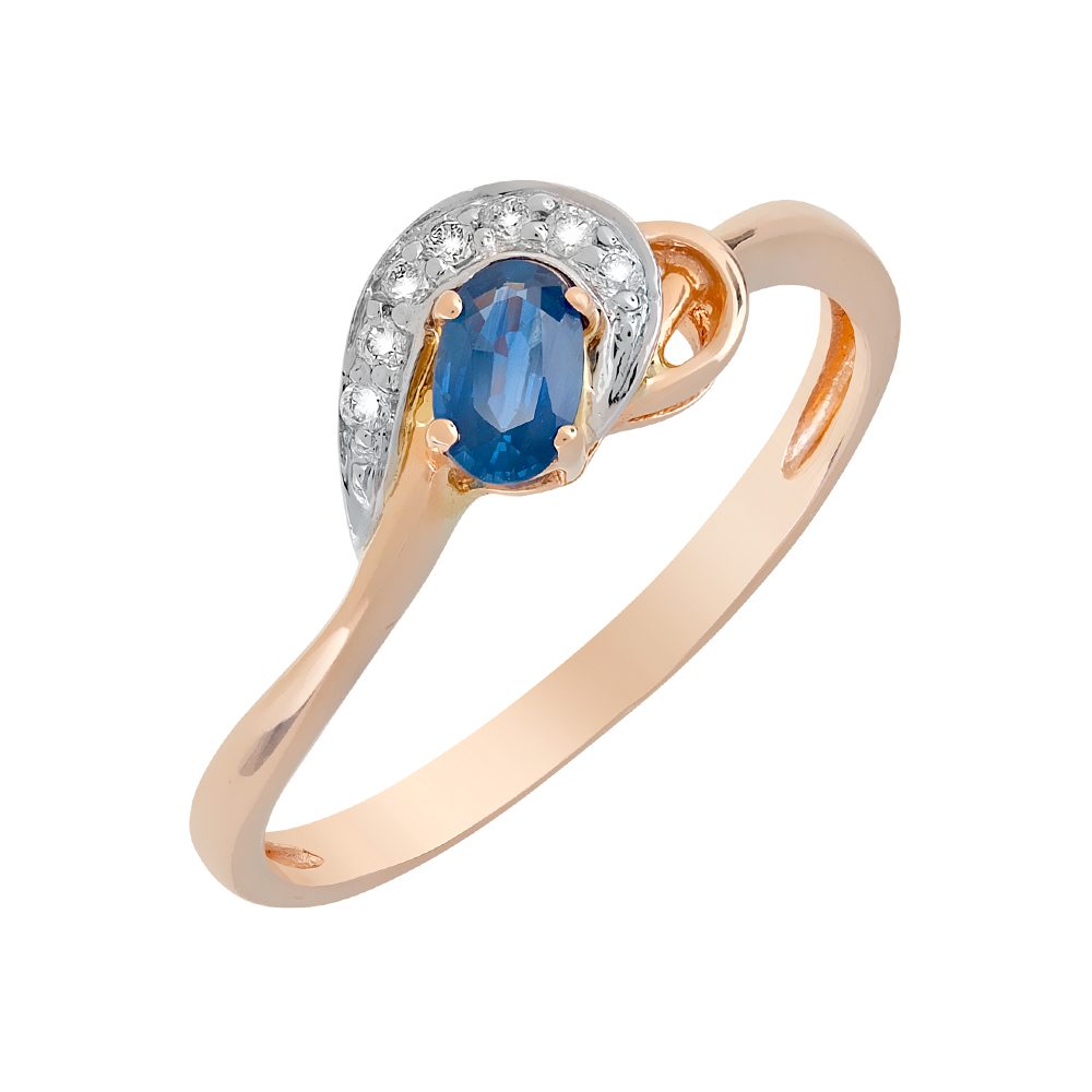 Кольцо из красного золота 585 с сапфиром, ср. вес 1,91г