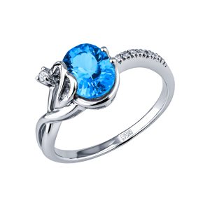 Кольцо из белого золота 585 с топазом свисс (облагорож.), ср. вес 2,67г