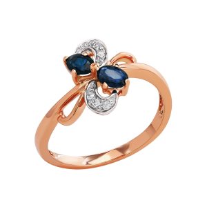 Кольцо из красного золота 585 с сапфирами, ср. вес 2,29г