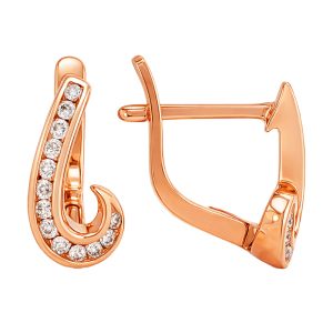 Серьги из красного золота 585 с бриллиантами, ср. вес 2,46г