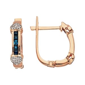 Серьги из красного золота 585 с сапфирами, ср. вес 3,67г