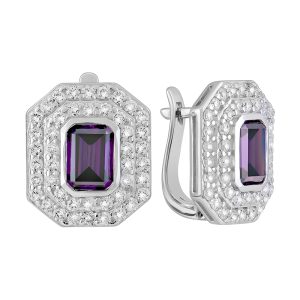 Серьги из серебра 925 с фианитами, ср. вес 5,76г