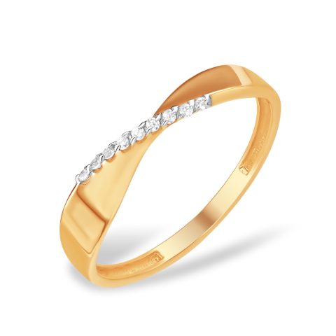 Кольцо из красного золота 585 с фианитами, ср. вес 1,29г