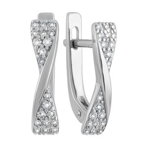 Серьги из белого золота 585 с бриллиантами, ср. вес 2,26г