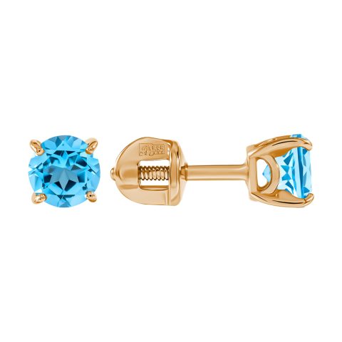 Серьги из красного золота 585 с топазами, ср. вес 1,09г