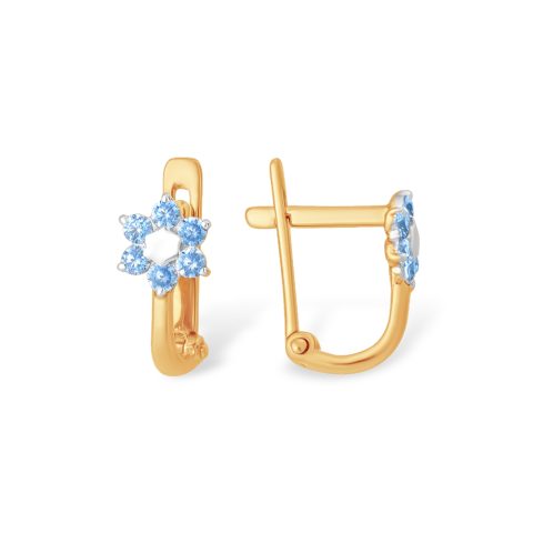 Серьги из красного золота 585 с фианитами, ср. вес 0,97г