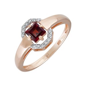 Кольцо из красного золота 585 с гранатом, ср. вес 2,02г