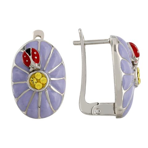 Серьги из серебра 925 с кристаллами SWAROVSKI и эмалью, ср. вес 7,58г