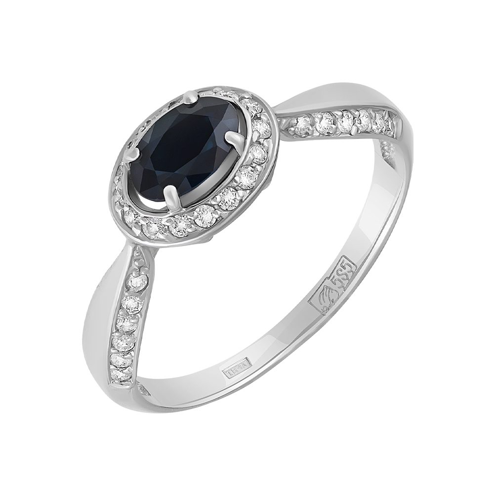 Кольцо из белого золота 585 с сапфиром, ср. вес 1,69г