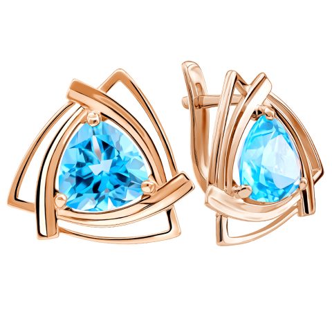 Серьги из красного золота 585 с топазами, ср. вес 3,72г