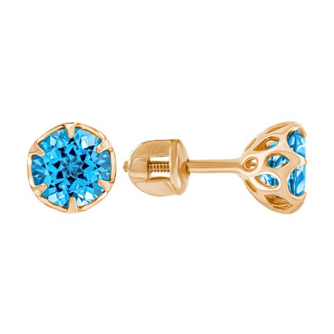 Серьги из красного золота 585 с топазами, ср. вес 1,56г