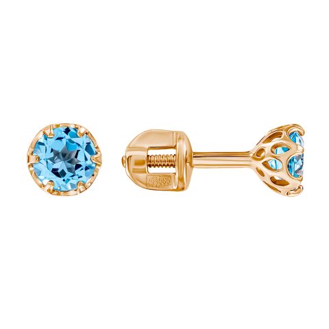 Серьги из красного золота 585 с топазами, ср. вес 0,99г