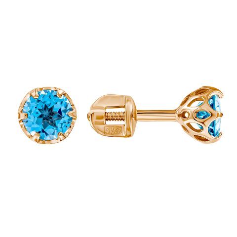 Серьги из красного золота 585 с топазами, ср. вес 1,25г