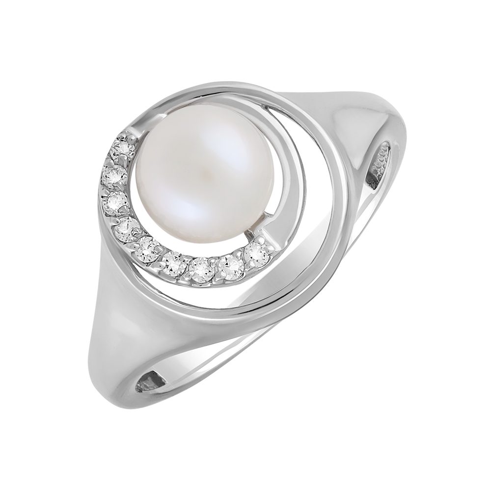 Кольцо из серебра 925 с жемчугом речным, ср. вес 2,62г
