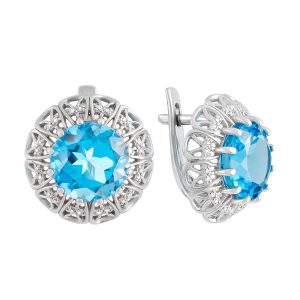 Серьги из серебра 925 с топазами, ср. вес 5,5г