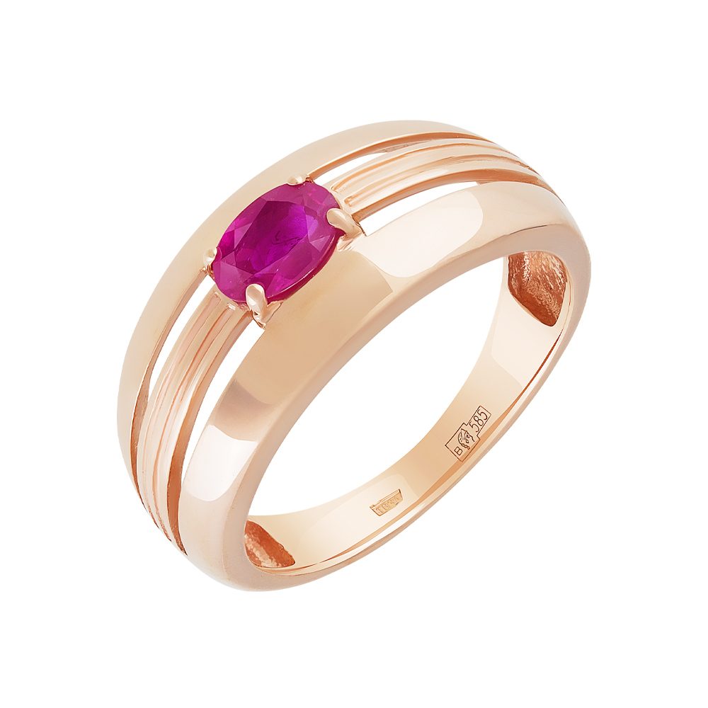 Кольцо из красного золота 585 с рубином, ср. вес 3,95г