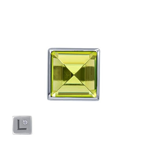 Серьга из серебра 925 с хризолитом, ср. вес 0,99г