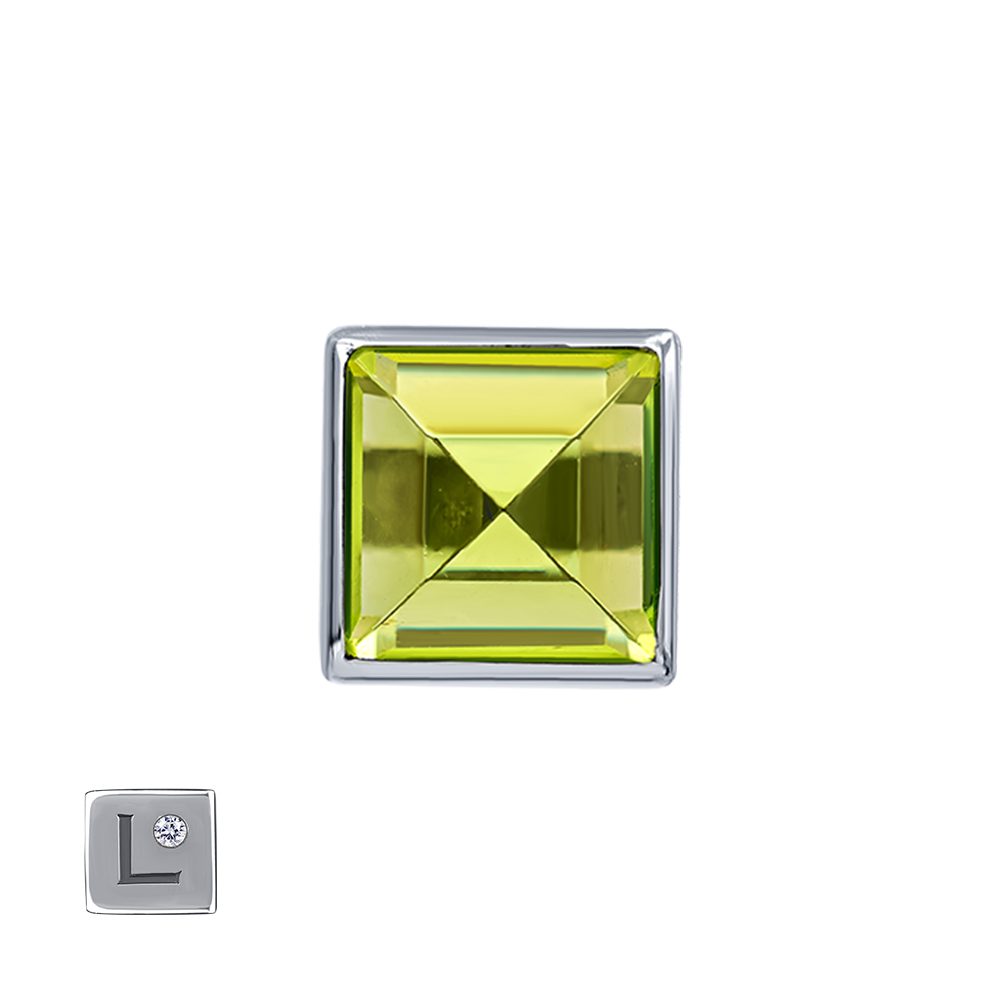 Серьга из серебра 925 с хризолитом, ср. вес 0,99г