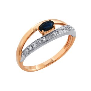 Кольцо из красного золота 585 с сапфиром, ср. вес 2,64г