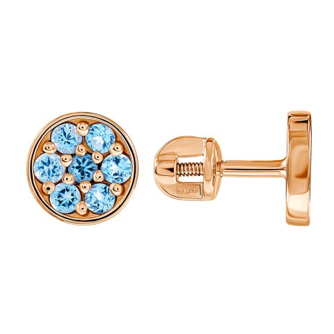 Серьги из красного золота 585 с топазами, ср. вес 1,49г