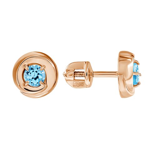 Серьги из красного золота 585 с топазами, ср. вес 1,67г