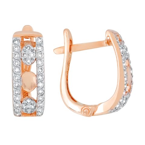 Серьги из красного золота 585 с бриллиантом, ср. вес 2,07г