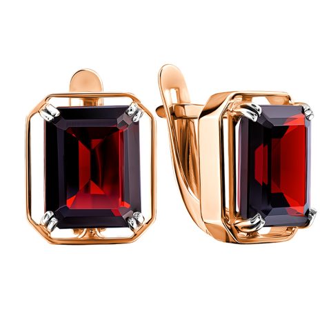 Серьги из красного золота 585 с гранатами, ср. вес 3,41г