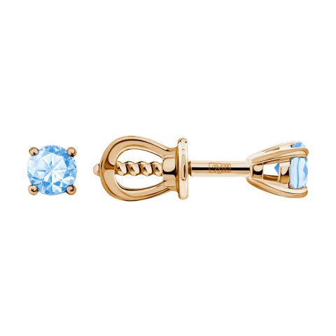 Серьги из красного золота 585 с топазами, ср. вес 1,13г
