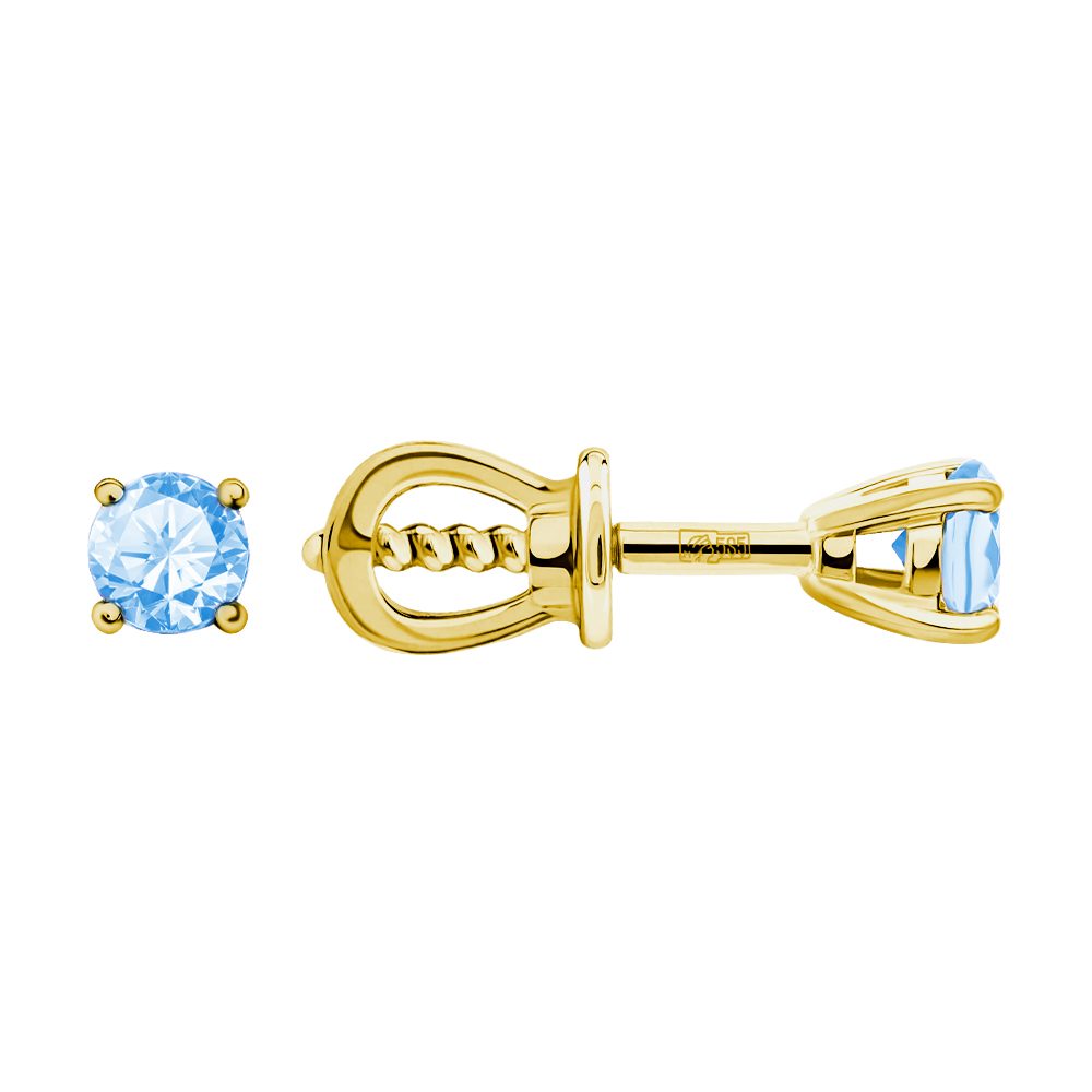 Серьги из жёлтого золота 585 с топазами, ср. вес 1,13г