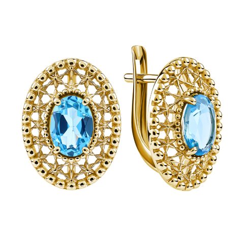 Серьги из жёлтого золота 585 с топазами, ср. вес 3,89г