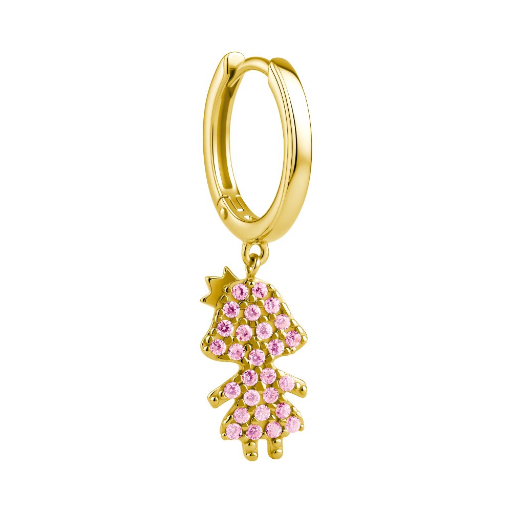 Серьга из жёлтого золота 585 с фианитами, ср. вес 0,96г