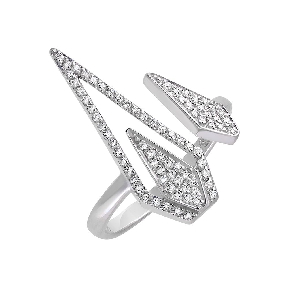Кольцо из серебра 925 с фианитами, ср. вес 2,11г