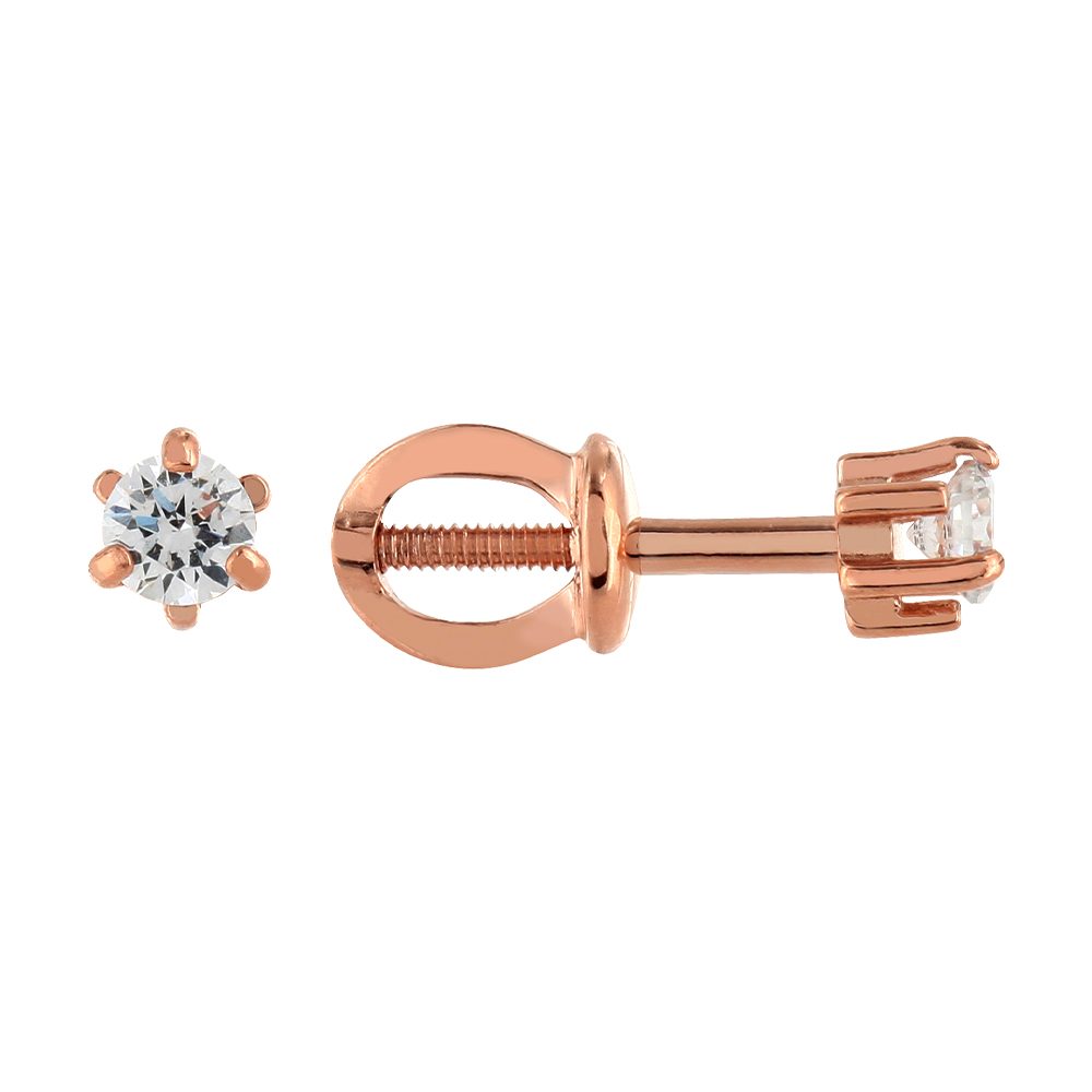Серьги из красного золота 585 с фианитами, ср. вес 1,03г