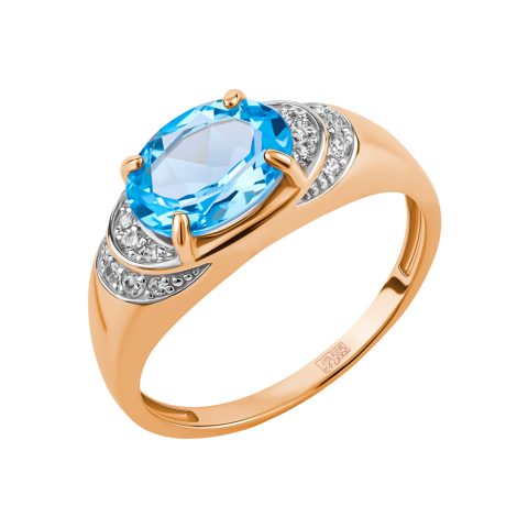 Кольцо из красного золота 585 с топазом, ср. вес 3,05г