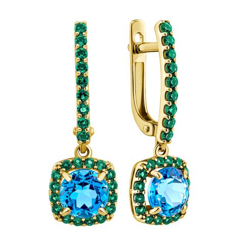 Серьги из жёлтого золота 585 с топазами, ср. вес 3,01г